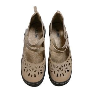 JBU by Jambu Memory Foam Mary Jane Sandals Shoes Womens Tan Vegan Sz 9 M #1523